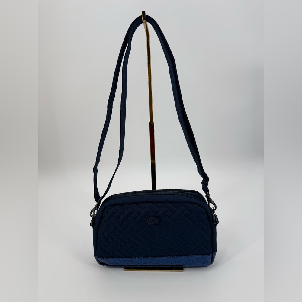 LUG RFID Punter  Quilted Navy Blue & Glitter Crossbody Bag Adjustable Strap - Picture 4 of 15